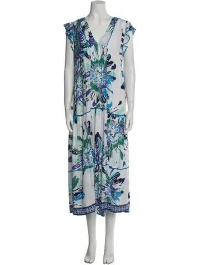 Pre-owned Poupette St Barth Floral Print Long Dress In Multi