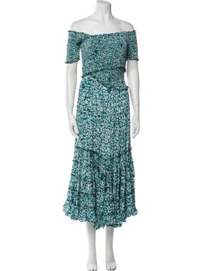Pre-owned Poupette St Barth Floral Print Long Dress In Multi