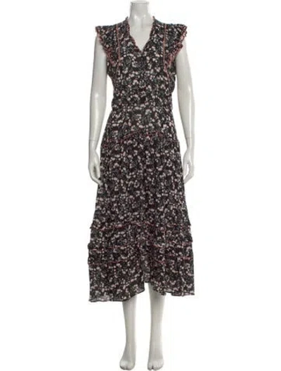 Pre-owned Poupette St Barth Floral Print Long Dress In Multi
