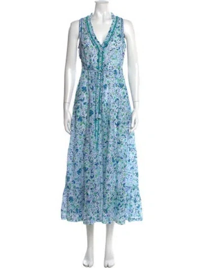 Pre-owned Poupette St Barth Floral Print Long Dress In Multi