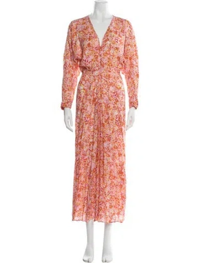 Pre-owned Poupette St Barth Floral Print Long Dress In Multicolor