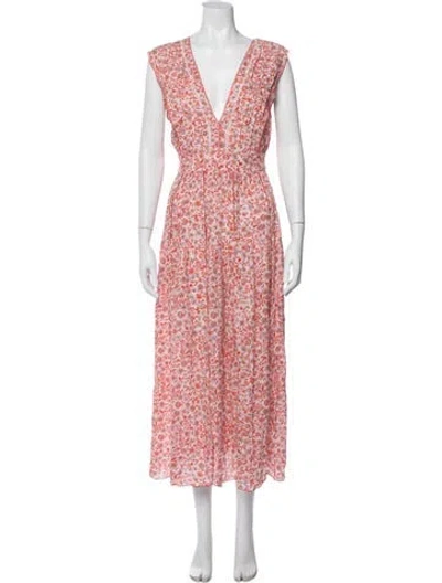 Pre-owned Poupette St Barth Floral Print Long Dress In Neutral