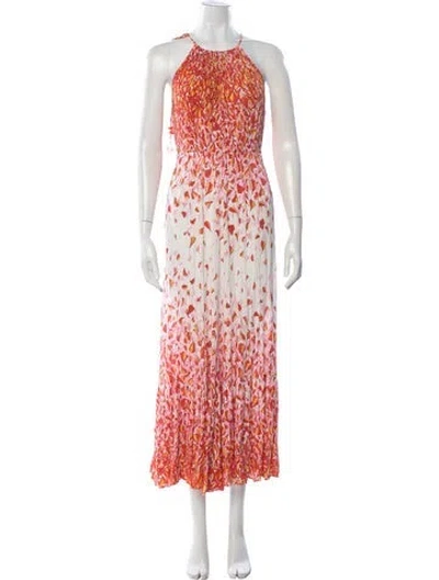 Pre-owned Poupette St Barth Floral Print Long Dress In Orange