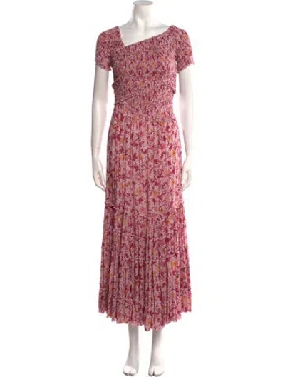 Pre-owned Poupette St Barth Floral Print Long Dress In Pink
