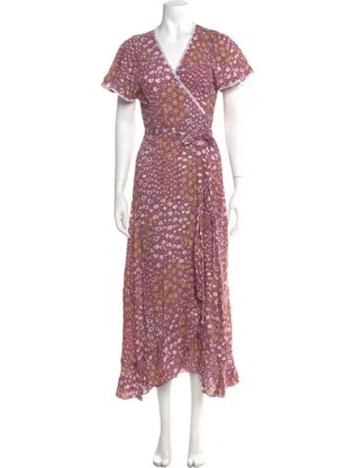 Pre-owned Poupette St Barth Floral Print Long Dress In Pink