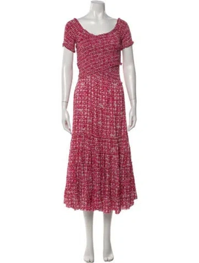Pre-owned Poupette St Barth Floral Print Long Dress In Pink