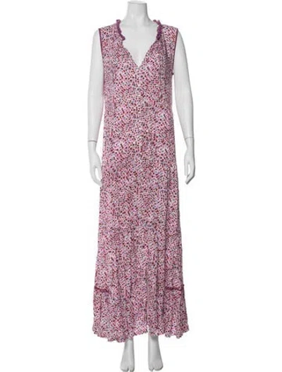 Pre-owned Poupette St Barth Floral Print Long Dress In Pink
