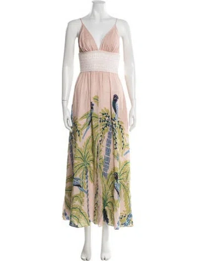 Pre-owned Poupette St Barth Floral Print Long Dress In Pink