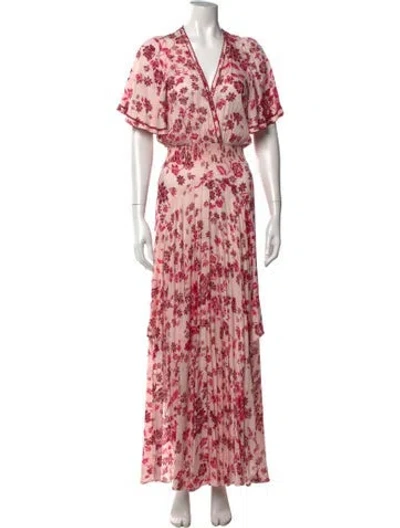 Pre-owned Poupette St Barth Floral Print Long Dress In Pink