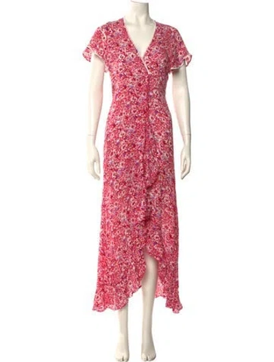Pre-owned Poupette St Barth Floral Print Long Dress In Red