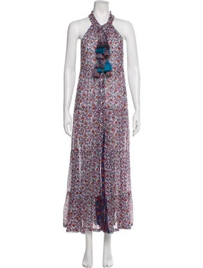 Pre-owned Poupette St Barth Floral Print Long Dress In Red