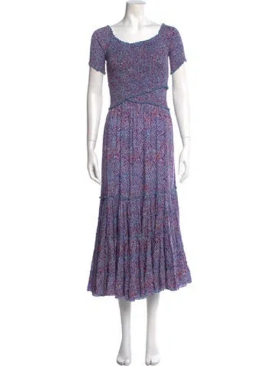 Pre-owned Poupette St Barth Floral Print Long Dress W/ Tags In Multi