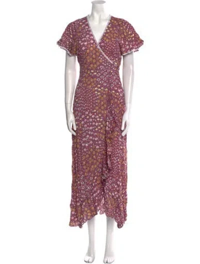 Pre-owned Poupette St Barth Floral Print Long Dress W/ Tags In Pink