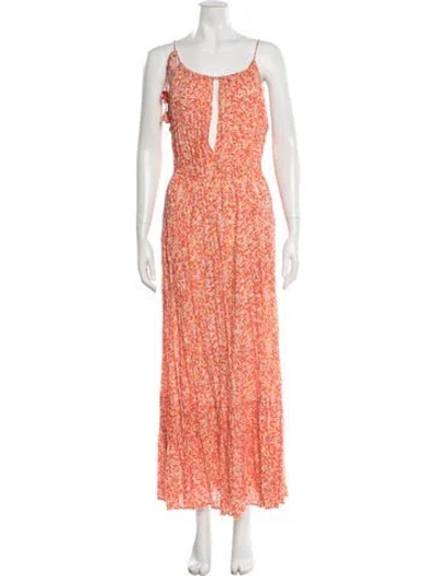 Pre-owned Poupette St Barth Floral Print Long Dress W/ Tags In Pink