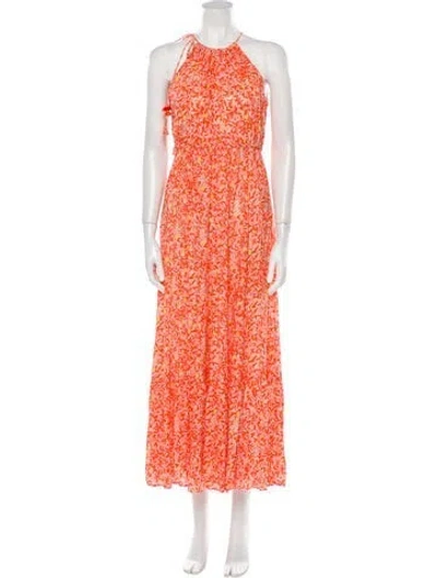 Pre-owned Poupette St Barth Floral Print Long Dress W/ Tags In Pink