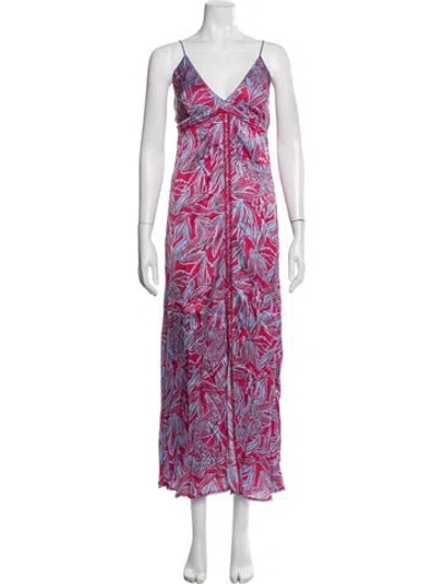 Pre-owned Poupette St Barth Floral Print Long Dress W/ Tags In Pink