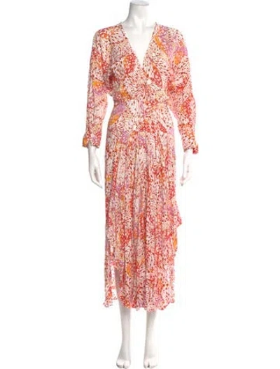Pre-owned Poupette St Barth Floral Print Long Dress In White