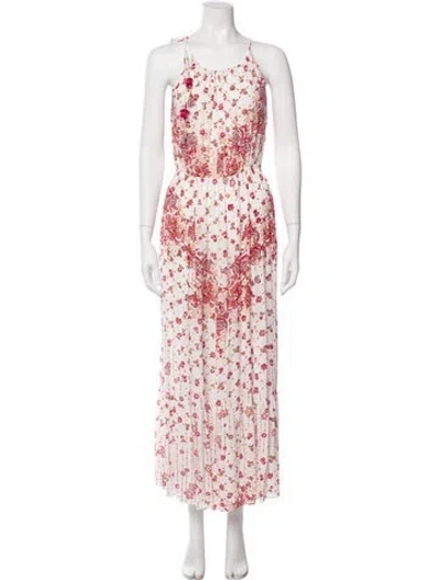 Pre-owned Poupette St Barth Floral Print Long Dress In White