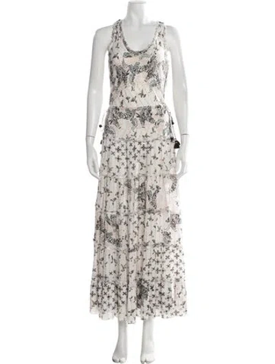 Pre-owned Poupette St Barth Floral Print Long Dress In White