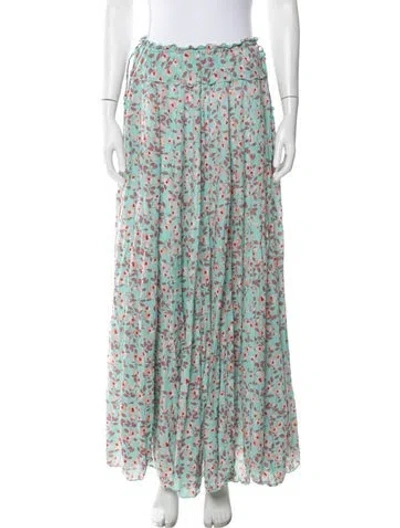 Pre-owned Poupette St Barth Floral Print Long Skirt In Green