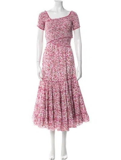 Pre-owned Poupette St Barth Floral Print Midi Length Dress In Multi