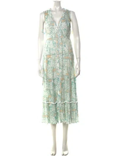 Pre-owned Poupette St Barth Floral Print Midi Length Dress In Multi