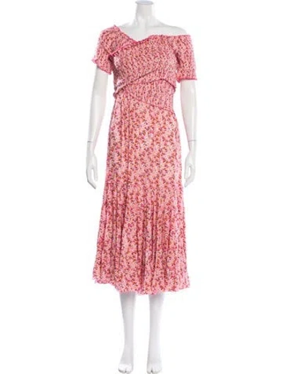Pre-owned Poupette St Barth Floral Print Midi Length Dress In Pink