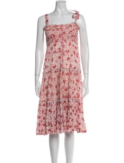 Pre-owned Poupette St Barth Floral Print Midi Length Dress In Pink