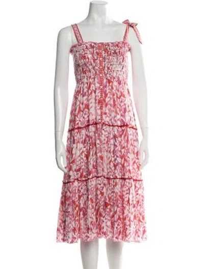 Pre-owned Poupette St Barth Floral Print Midi Length Dress In Pink