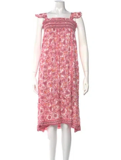 Pre-owned Poupette St Barth Floral Print Midi Length Dress W/ Tags In Pink