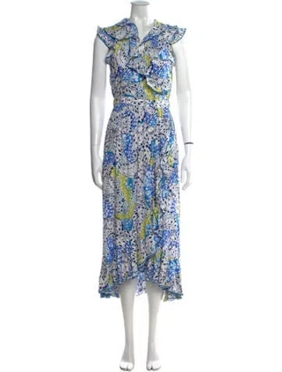 Pre-owned Poupette St Barth Floral Print Midi Length Dress In White