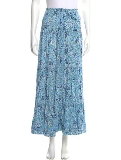 Pre-owned Poupette St Barth Floral Print Midi Length Skirt In Blue
