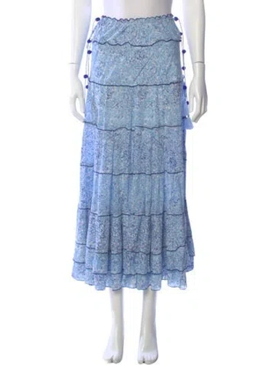 Pre-owned Poupette St Barth Floral Print Midi Length Skirt In Blue