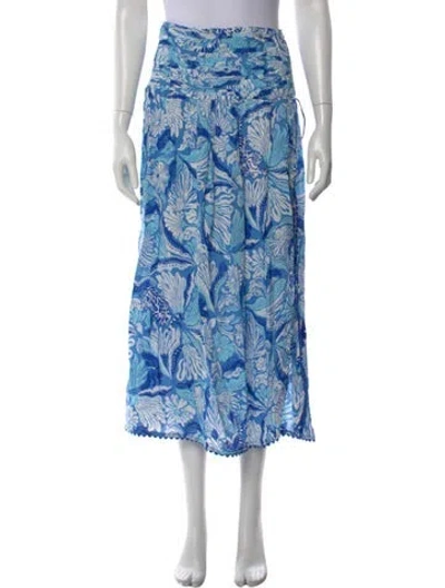 Pre-owned Poupette St Barth Floral Print Midi Length Skirt In Blue