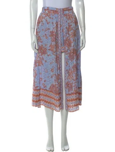 Pre-owned Poupette St Barth Floral Print Midi Length Skirt In Blue