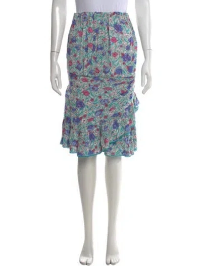 Pre-owned Poupette St Barth Floral Print Midi Length Skirt In Blue