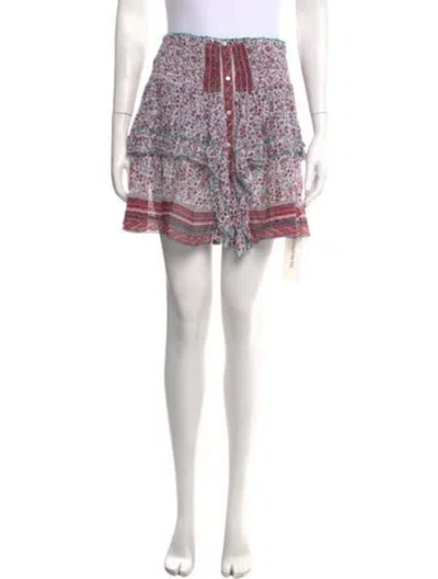 Pre-owned Poupette St Barth Floral Print Midi Length Skirt In Red/white