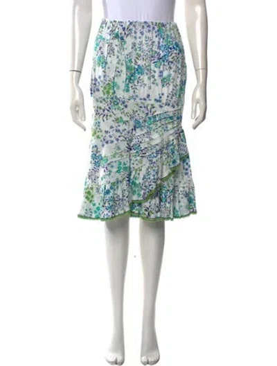 Pre-owned Poupette St Barth Floral Print Midi Length Skirt In White