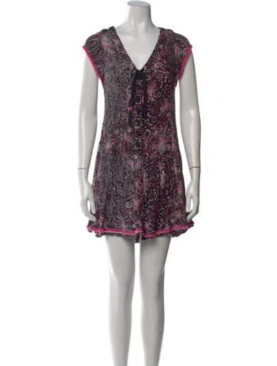 Pre-owned Poupette St Barth Floral Print Mini Dress In Black