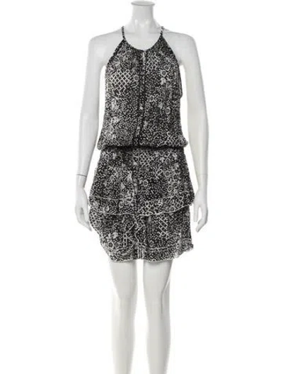 Pre-owned Poupette St Barth Floral Print Mini Dress In Black
