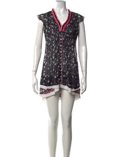 Pre-owned Poupette St Barth Floral Print Mini Dress In Black