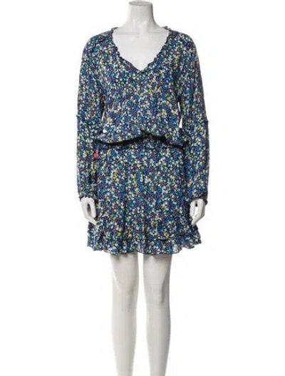 Pre-owned Poupette St Barth Floral Print Mini Dress In Blue