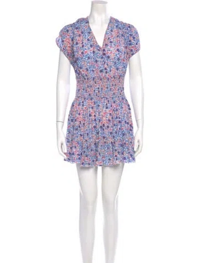 Pre-owned Poupette St Barth Floral Print Mini Dress In Blue