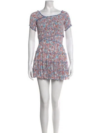 Pre-owned Poupette St Barth Floral Print Mini Dress In Blue