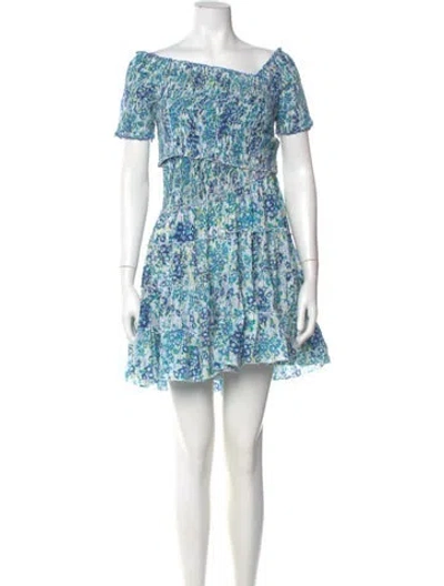 Pre-owned Poupette St Barth Floral Print Mini Dress In Blue