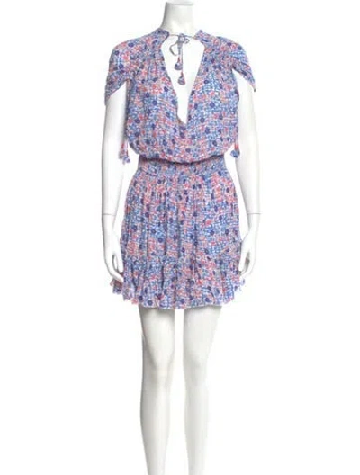 Pre-owned Poupette St Barth Floral Print Mini Dress In Blue