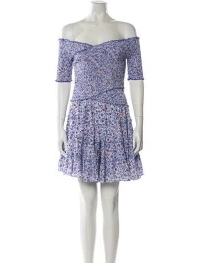 Pre-owned Poupette St Barth Floral Print Mini Dress In Blue