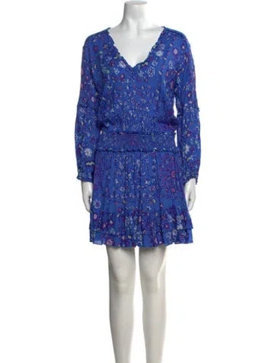 Pre-owned Poupette St Barth Floral Print Mini Dress In Blue