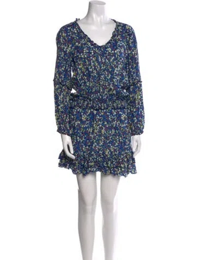 Pre-owned Poupette St Barth Floral Print Mini Dress In Blue