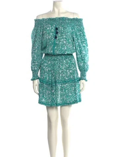 Pre-owned Poupette St Barth Floral Print Mini Dress In Blue